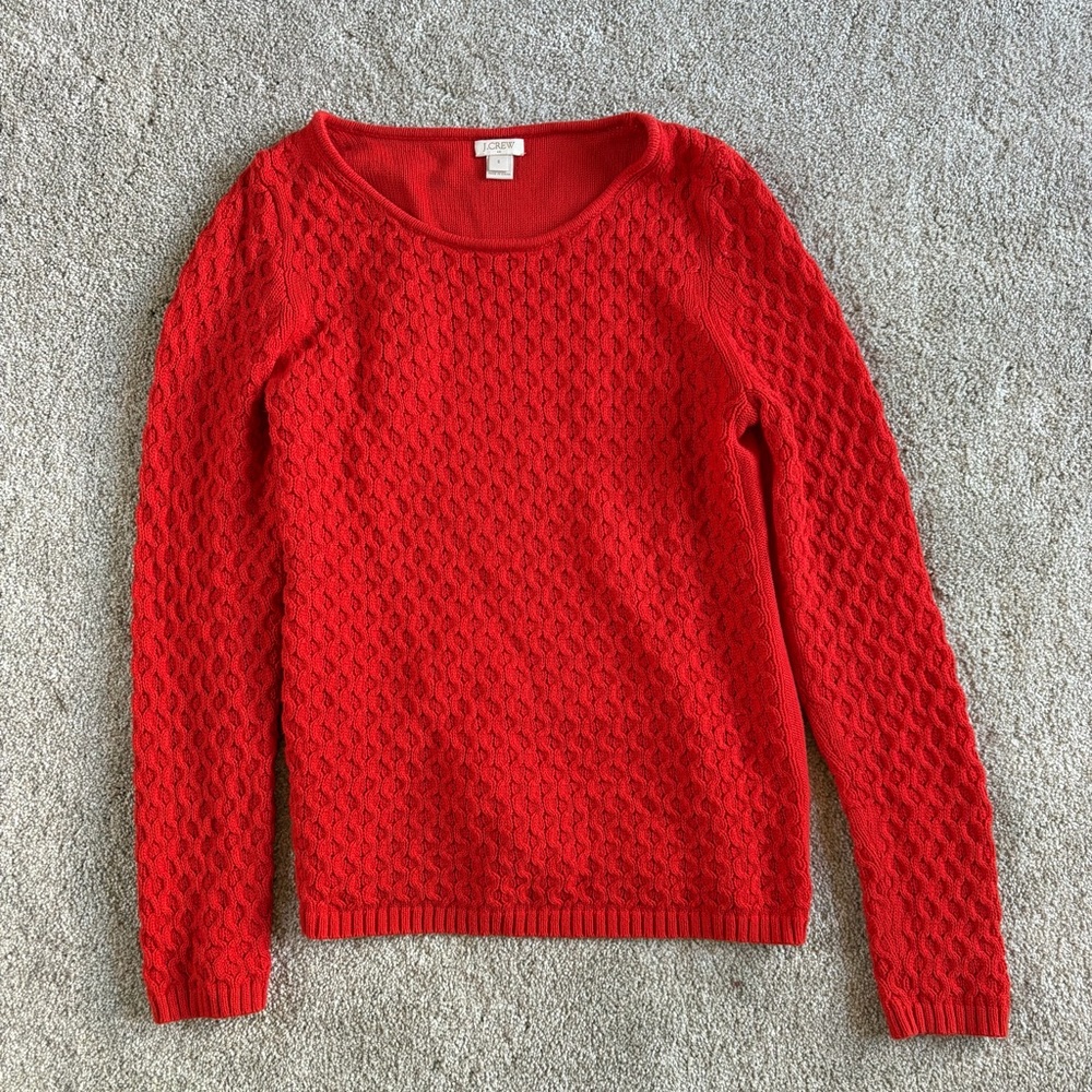 Jcrew Textured-knit scoopneck sweater, Orange